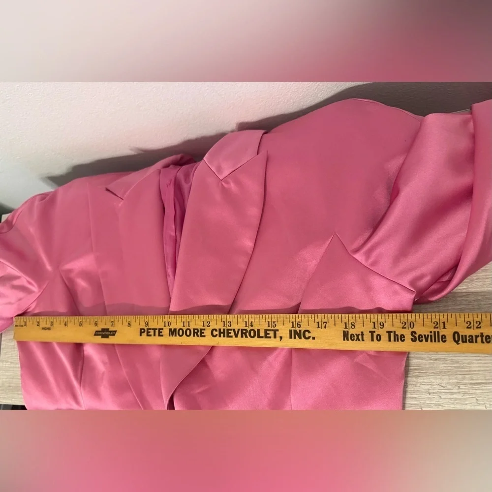 1980s Vintage Christian Dior Bubblegum Pink Satin Cinched Blazer Jacket NO SIZE